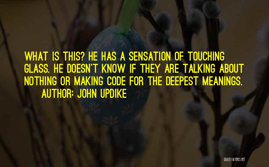 John Updike Quotes: What Is This? He Has A Sensation Of Touching Glass. He Doesn't Know If They Are Talking About Nothing Or