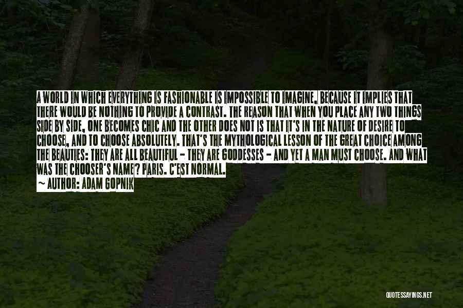 Adam Gopnik Quotes: A World In Which Everything Is Fashionable Is Impossible To Imagine, Because It Implies That There Would Be Nothing To