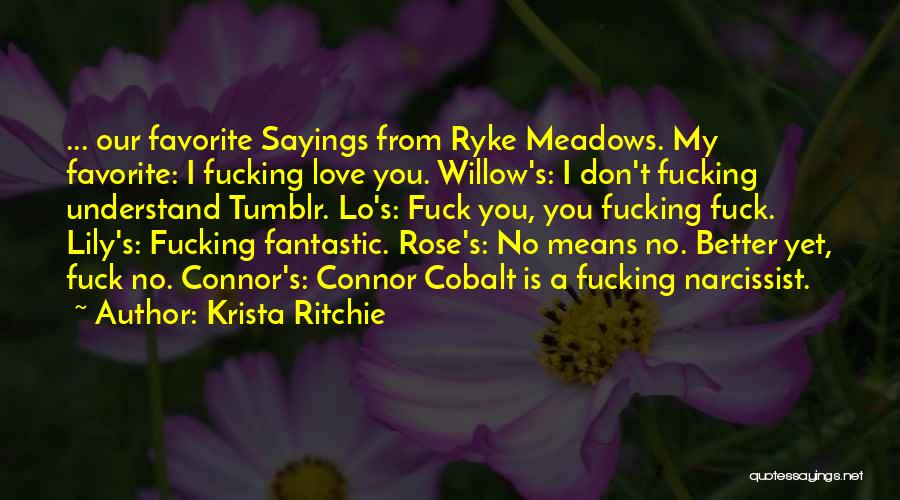 Krista Ritchie Quotes: ... Our Favorite Sayings From Ryke Meadows. My Favorite: I Fucking Love You. Willow's: I Don't Fucking Understand Tumblr. Lo's: