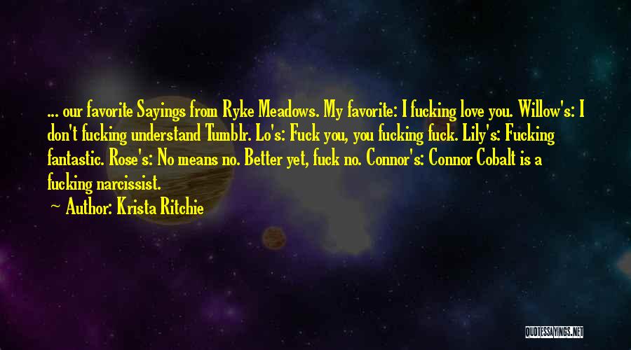Krista Ritchie Quotes: ... Our Favorite Sayings From Ryke Meadows. My Favorite: I Fucking Love You. Willow's: I Don't Fucking Understand Tumblr. Lo's: