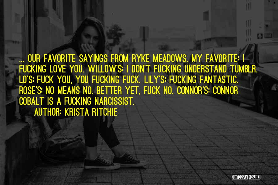 Krista Ritchie Quotes: ... Our Favorite Sayings From Ryke Meadows. My Favorite: I Fucking Love You. Willow's: I Don't Fucking Understand Tumblr. Lo's: