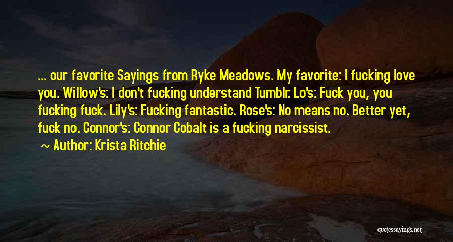 Krista Ritchie Quotes: ... Our Favorite Sayings From Ryke Meadows. My Favorite: I Fucking Love You. Willow's: I Don't Fucking Understand Tumblr. Lo's: