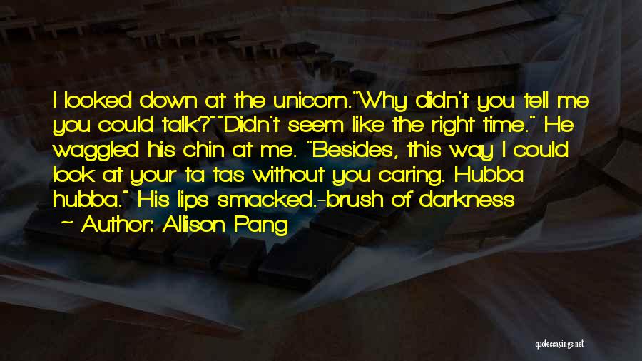 Allison Pang Quotes: I Looked Down At The Unicorn.why Didn't You Tell Me You Could Talk?didn't Seem Like The Right Time. He Waggled