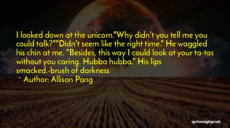 Allison Pang Quotes: I Looked Down At The Unicorn.why Didn't You Tell Me You Could Talk?didn't Seem Like The Right Time. He Waggled