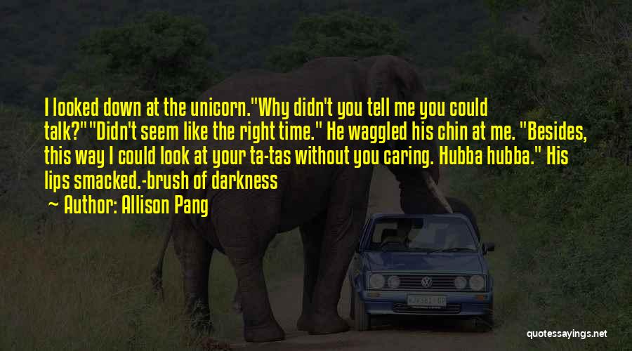 Allison Pang Quotes: I Looked Down At The Unicorn.why Didn't You Tell Me You Could Talk?didn't Seem Like The Right Time. He Waggled