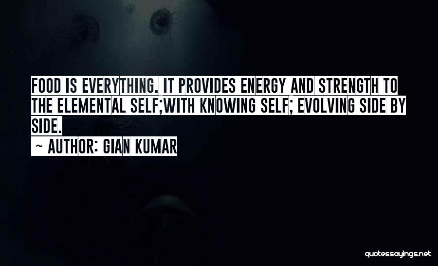 Gian Kumar Quotes: Food Is Everything. It Provides Energy And Strength To The Elemental Self;with Knowing Self; Evolving Side By Side.