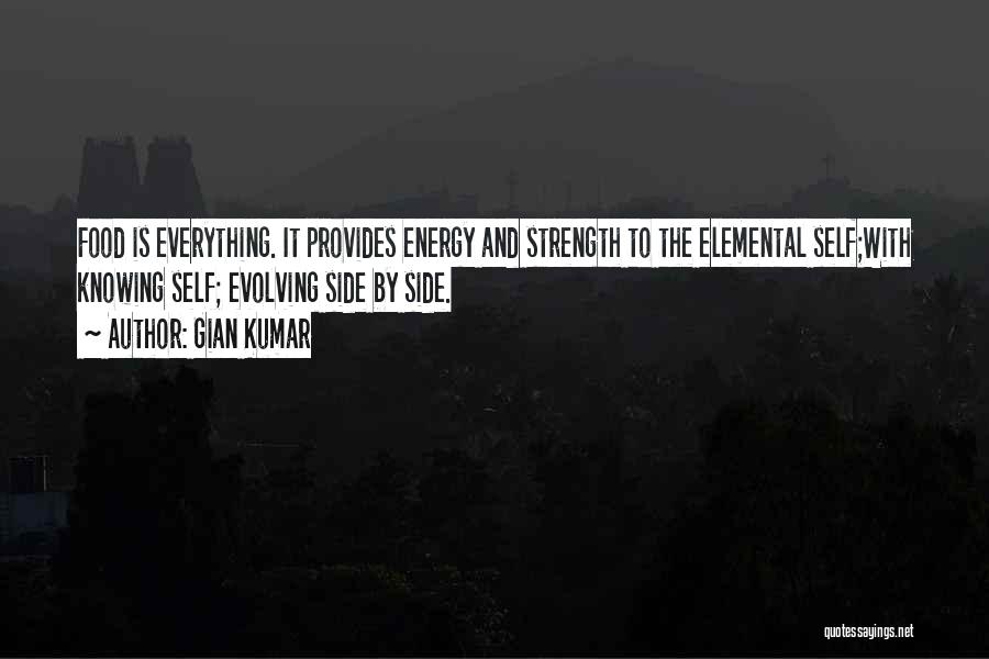 Gian Kumar Quotes: Food Is Everything. It Provides Energy And Strength To The Elemental Self;with Knowing Self; Evolving Side By Side.