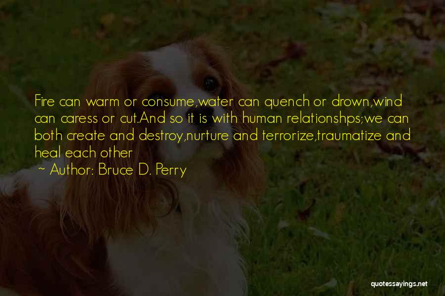 Bruce D. Perry Quotes: Fire Can Warm Or Consume,water Can Quench Or Drown,wind Can Caress Or Cut.and So It Is With Human Relationshps;we Can