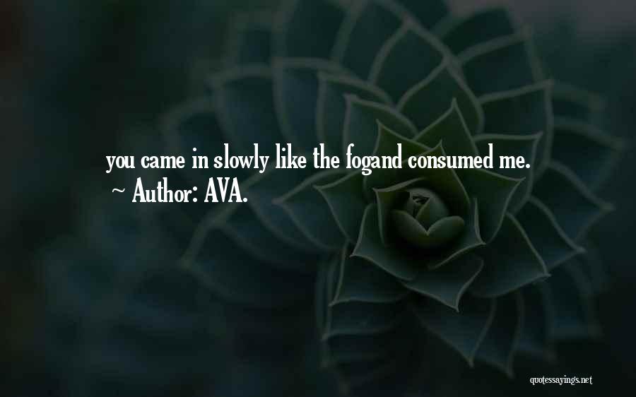 AVA. Quotes: You Came In Slowly Like The Fogand Consumed Me.