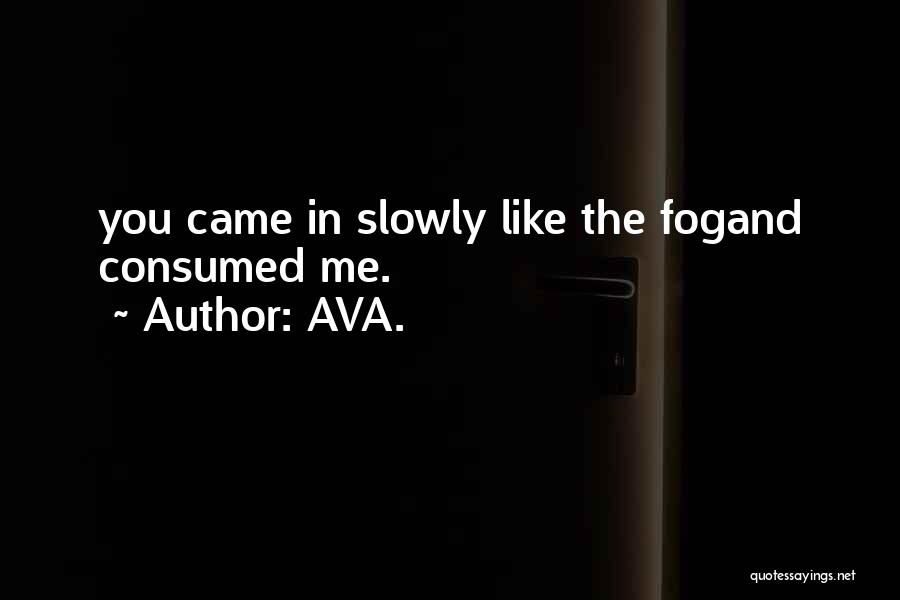 AVA. Quotes: You Came In Slowly Like The Fogand Consumed Me.