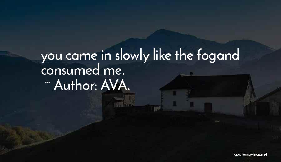 AVA. Quotes: You Came In Slowly Like The Fogand Consumed Me.