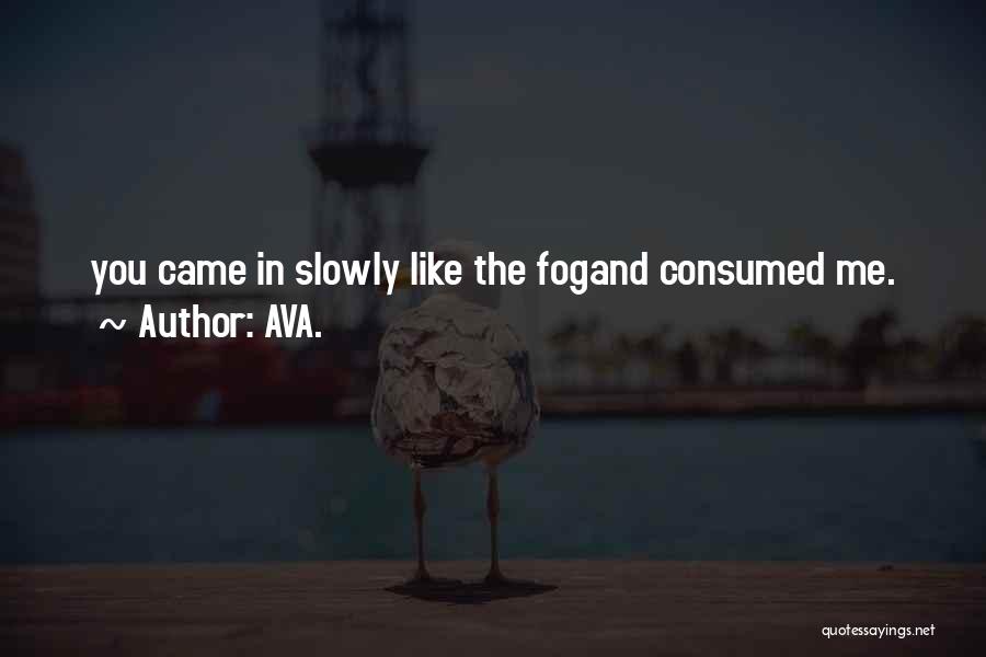 AVA. Quotes: You Came In Slowly Like The Fogand Consumed Me.