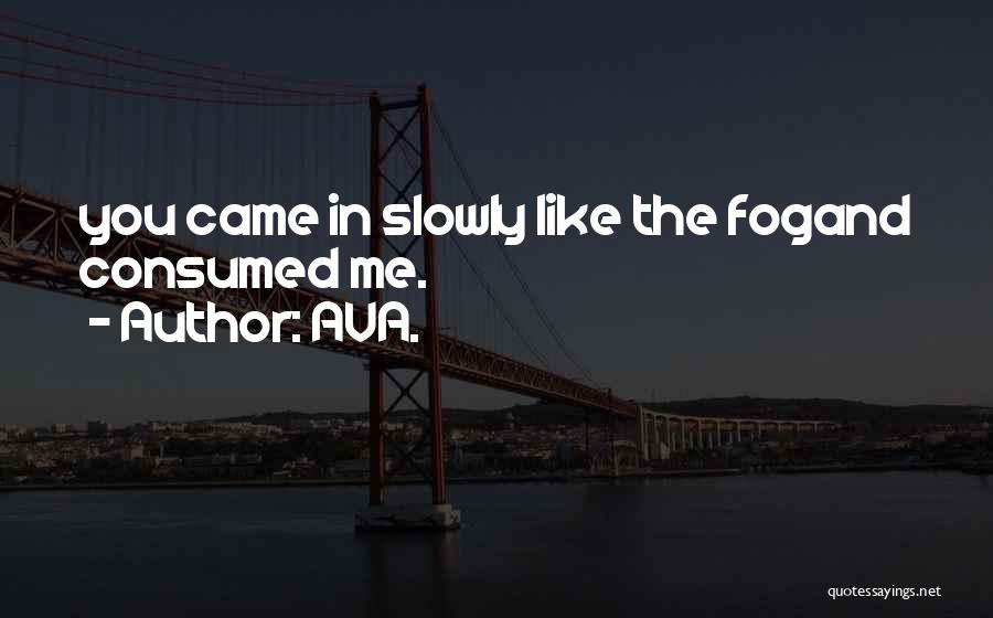 AVA. Quotes: You Came In Slowly Like The Fogand Consumed Me.