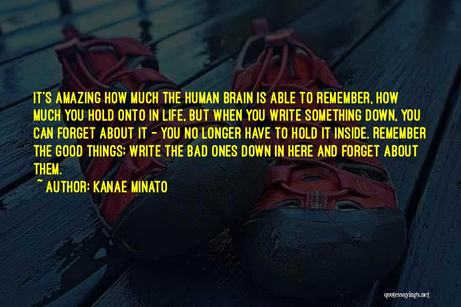 Kanae Minato Quotes: It's Amazing How Much The Human Brain Is Able To Remember, How Much You Hold Onto In Life, But When