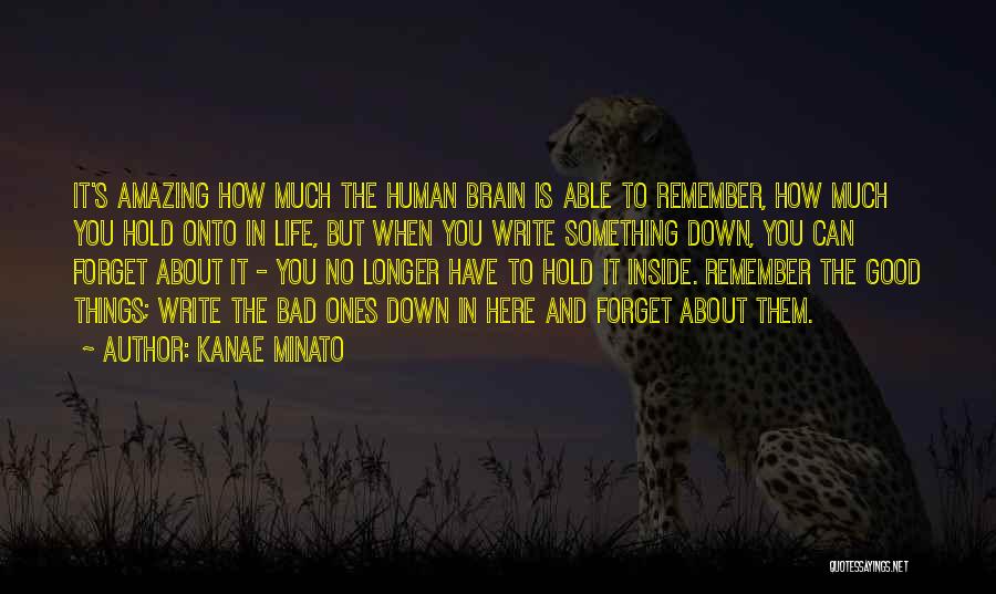 Kanae Minato Quotes: It's Amazing How Much The Human Brain Is Able To Remember, How Much You Hold Onto In Life, But When