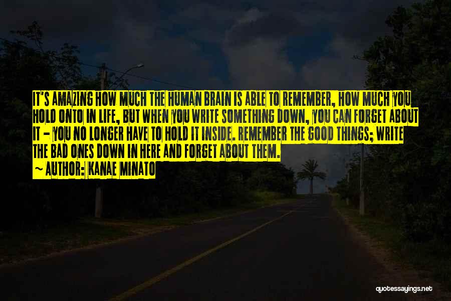 Kanae Minato Quotes: It's Amazing How Much The Human Brain Is Able To Remember, How Much You Hold Onto In Life, But When