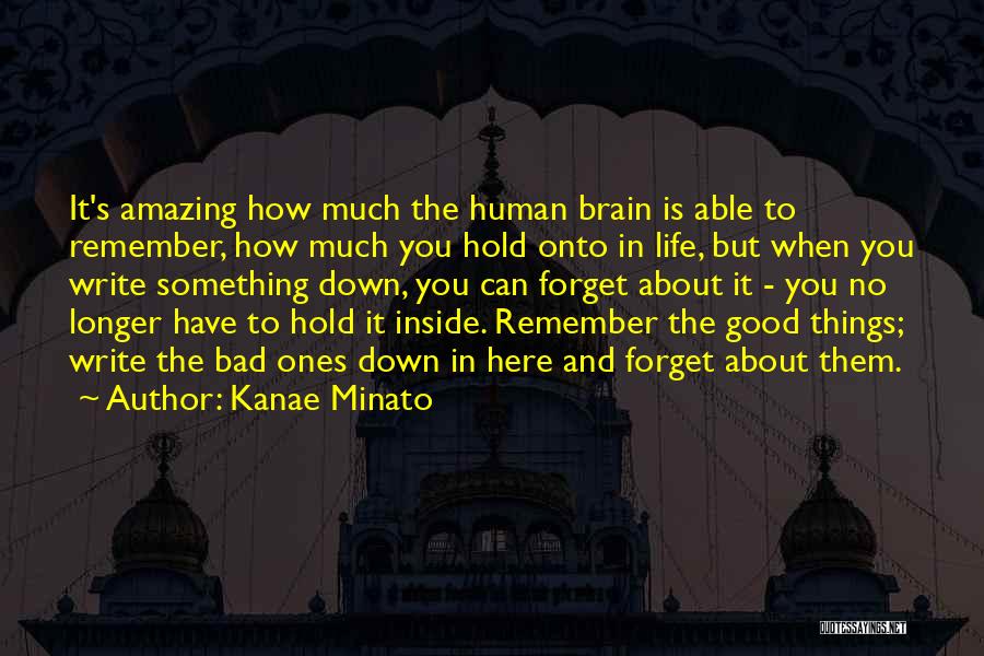 Kanae Minato Quotes: It's Amazing How Much The Human Brain Is Able To Remember, How Much You Hold Onto In Life, But When