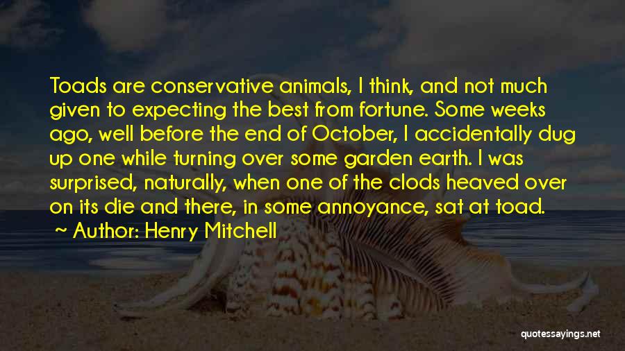 Henry Mitchell Quotes: Toads Are Conservative Animals, I Think, And Not Much Given To Expecting The Best From Fortune. Some Weeks Ago, Well