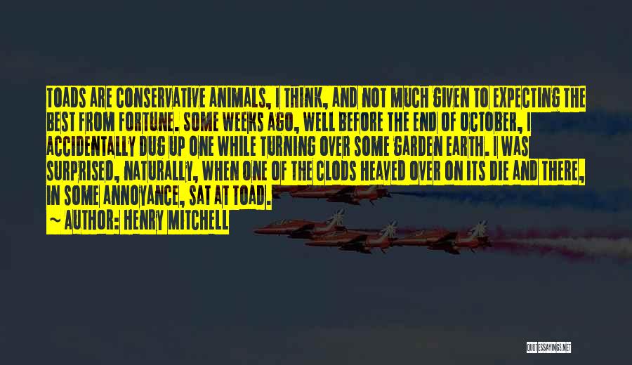 Henry Mitchell Quotes: Toads Are Conservative Animals, I Think, And Not Much Given To Expecting The Best From Fortune. Some Weeks Ago, Well