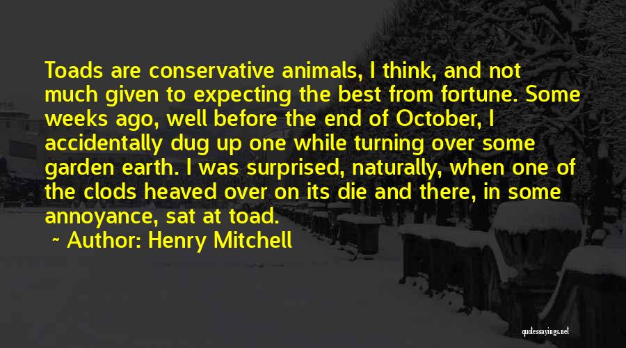 Henry Mitchell Quotes: Toads Are Conservative Animals, I Think, And Not Much Given To Expecting The Best From Fortune. Some Weeks Ago, Well