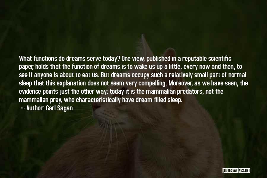 Carl Sagan Quotes: What Functions Do Dreams Serve Today? One View, Published In A Reputable Scientific Paper, Holds That The Function Of Dreams