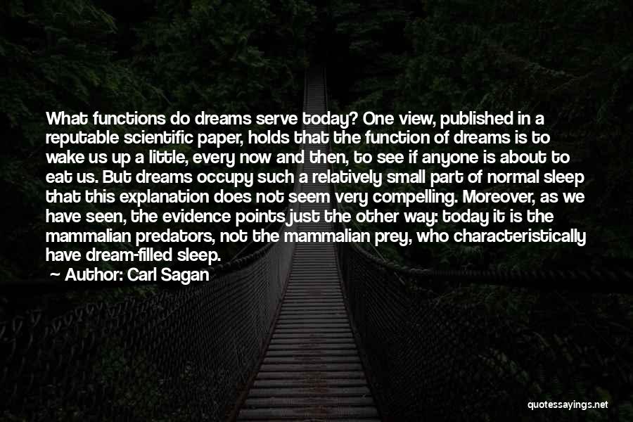 Carl Sagan Quotes: What Functions Do Dreams Serve Today? One View, Published In A Reputable Scientific Paper, Holds That The Function Of Dreams