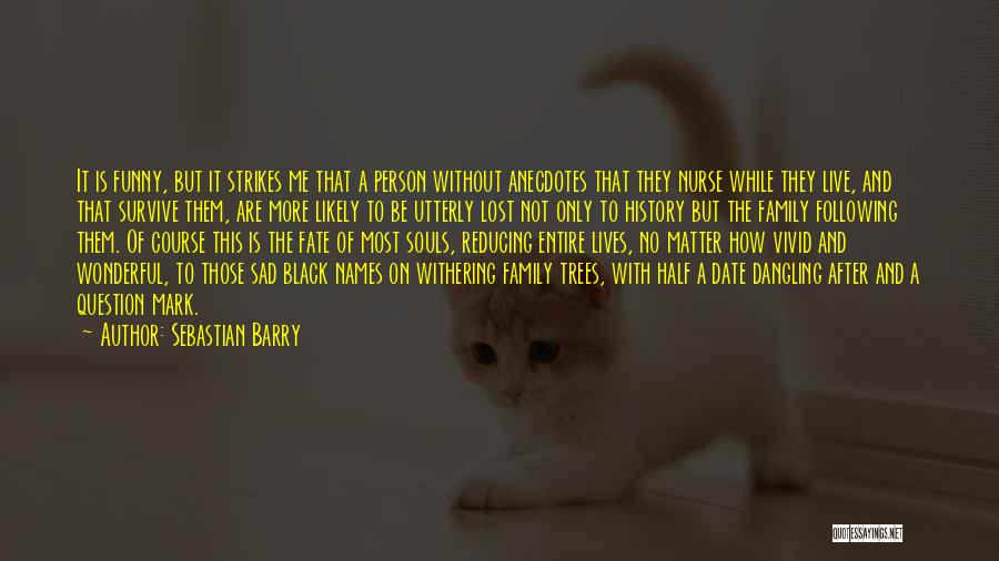 Sebastian Barry Quotes: It Is Funny, But It Strikes Me That A Person Without Anecdotes That They Nurse While They Live, And That