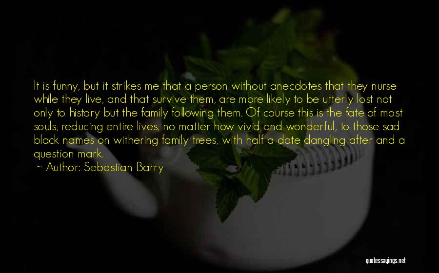 Sebastian Barry Quotes: It Is Funny, But It Strikes Me That A Person Without Anecdotes That They Nurse While They Live, And That