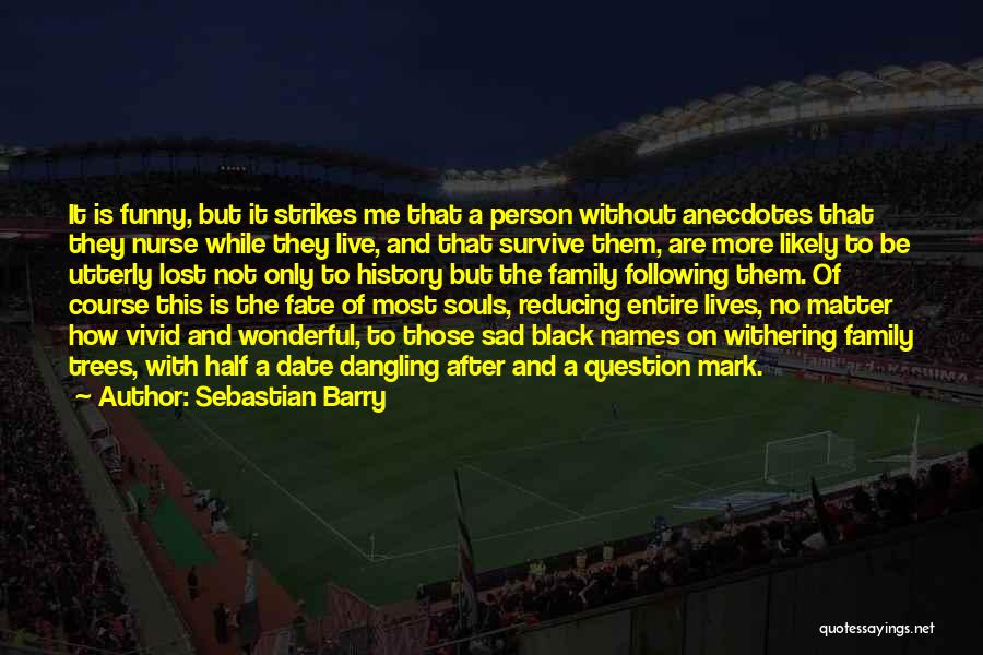 Sebastian Barry Quotes: It Is Funny, But It Strikes Me That A Person Without Anecdotes That They Nurse While They Live, And That