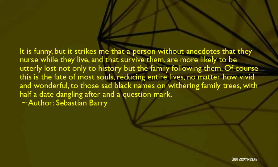 Sebastian Barry Quotes: It Is Funny, But It Strikes Me That A Person Without Anecdotes That They Nurse While They Live, And That