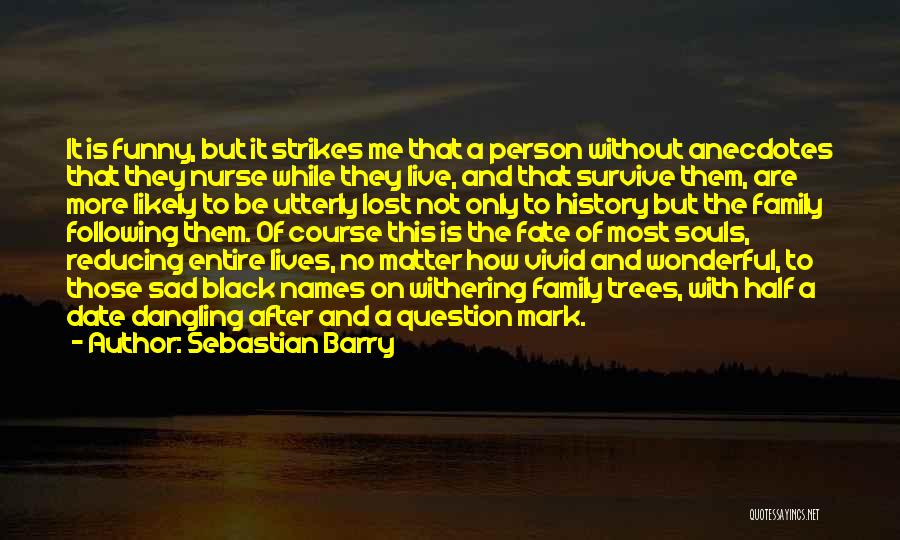 Sebastian Barry Quotes: It Is Funny, But It Strikes Me That A Person Without Anecdotes That They Nurse While They Live, And That