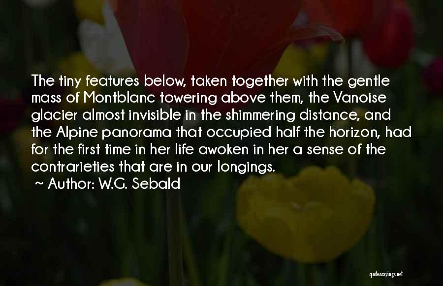 W.G. Sebald Quotes: The Tiny Features Below, Taken Together With The Gentle Mass Of Montblanc Towering Above Them, The Vanoise Glacier Almost Invisible