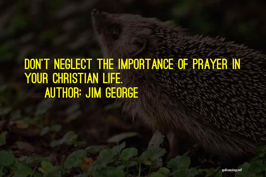 Jim George Quotes: Don't Neglect The Importance Of Prayer In Your Christian Life.
