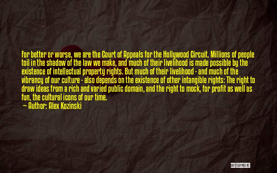 Alex Kozinski Quotes: For Better Or Worse, We Are The Court Of Appeals For The Hollywood Circuit. Millions Of People Toil In The
