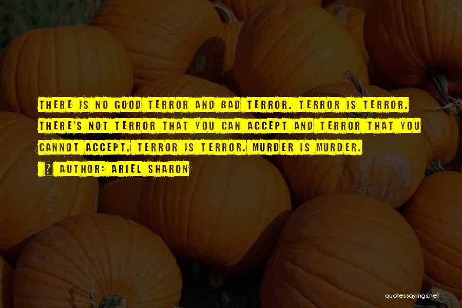 Ariel Sharon Quotes: There Is No Good Terror And Bad Terror. Terror Is Terror. There's Not Terror That You Can Accept And Terror