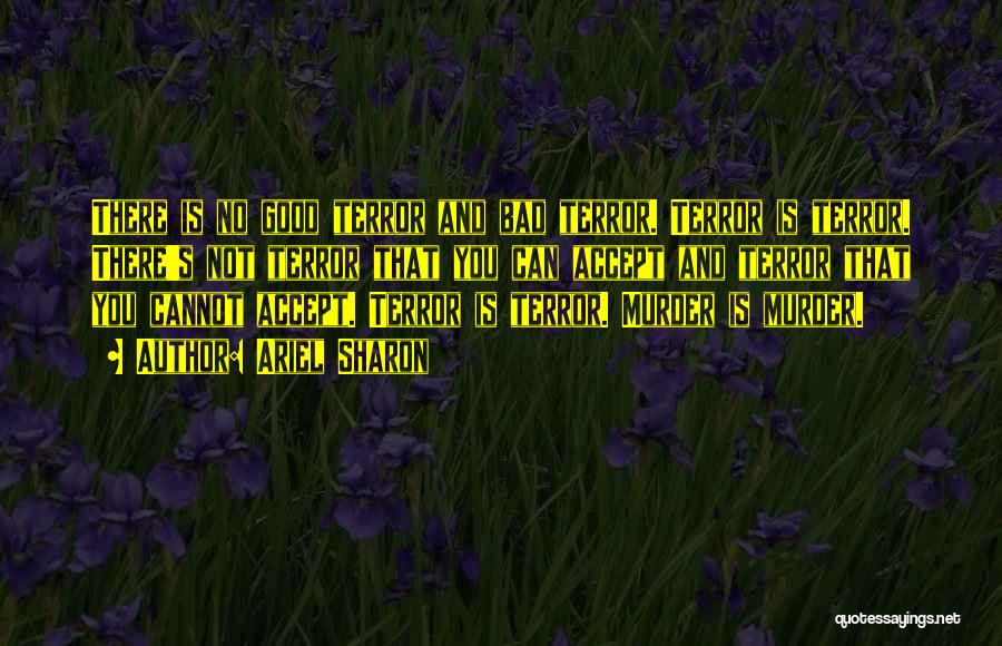 Ariel Sharon Quotes: There Is No Good Terror And Bad Terror. Terror Is Terror. There's Not Terror That You Can Accept And Terror