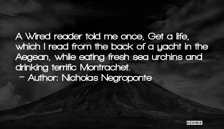 Nicholas Negroponte Quotes: A Wired Reader Told Me Once, Get A Life, Which I Read From The Back Of A Yacht In The