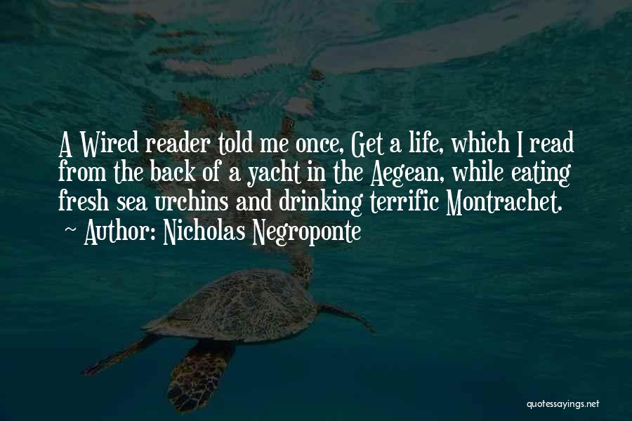 Nicholas Negroponte Quotes: A Wired Reader Told Me Once, Get A Life, Which I Read From The Back Of A Yacht In The