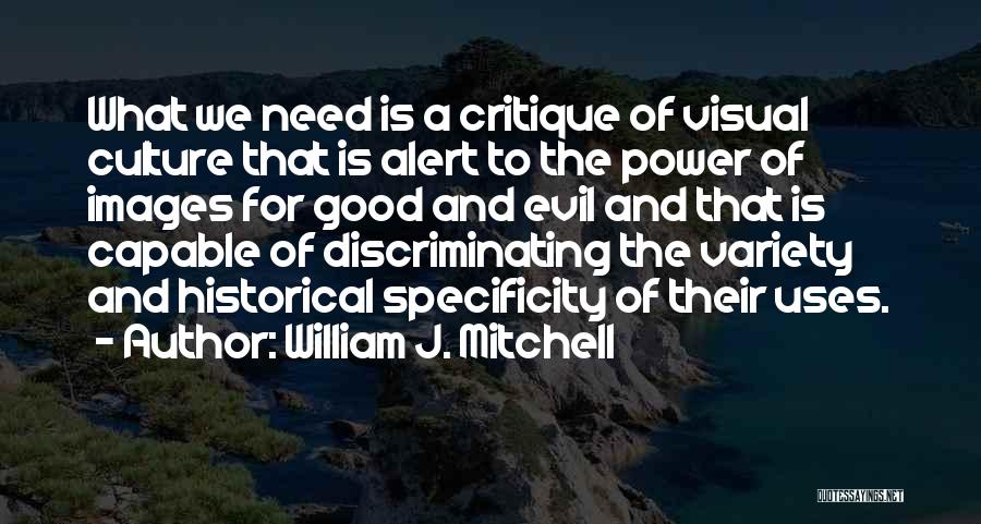 William J. Mitchell Quotes: What We Need Is A Critique Of Visual Culture That Is Alert To The Power Of Images For Good And