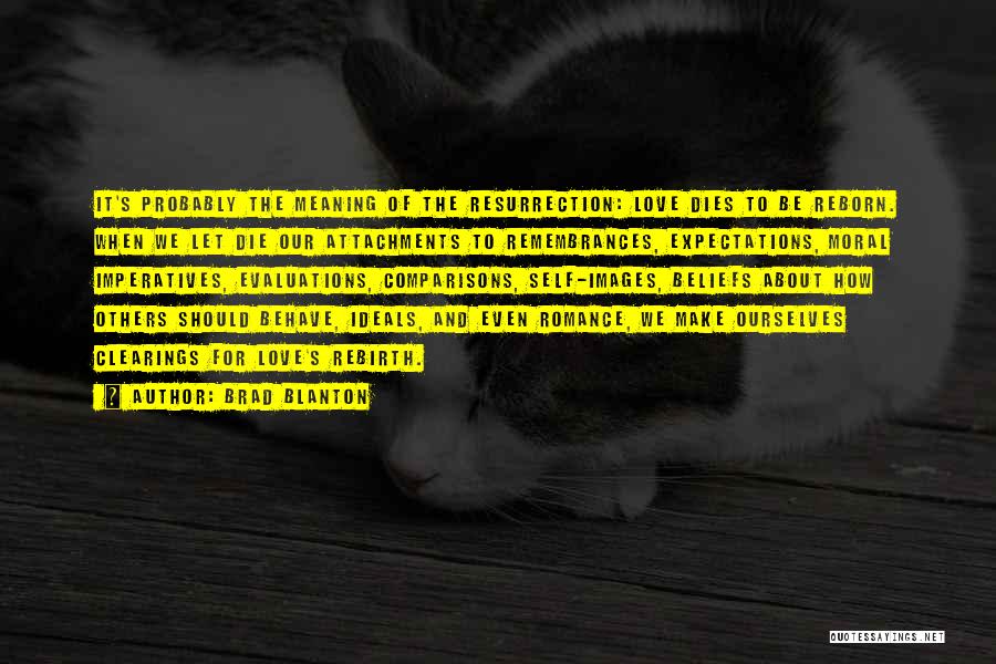 Brad Blanton Quotes: It's Probably The Meaning Of The Resurrection: Love Dies To Be Reborn. When We Let Die Our Attachments To Remembrances,