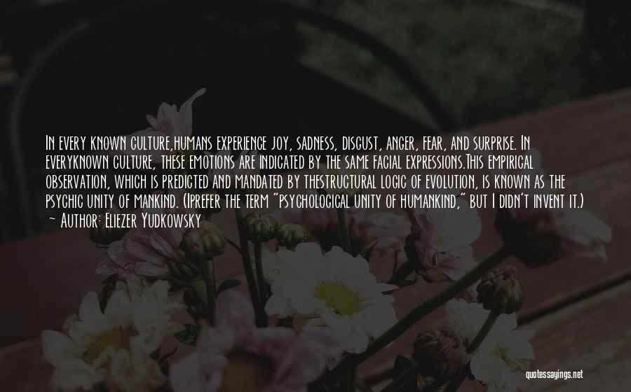 Eliezer Yudkowsky Quotes: In Every Known Culture,humans Experience Joy, Sadness, Disgust, Anger, Fear, And Surprise. In Everyknown Culture, These Emotions Are Indicated By