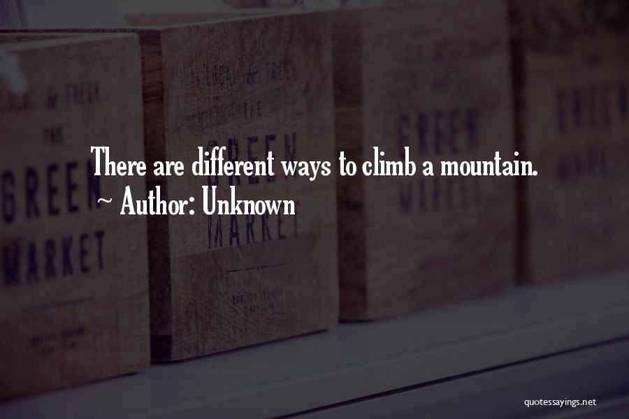 Unknown Quotes: There Are Different Ways To Climb A Mountain.