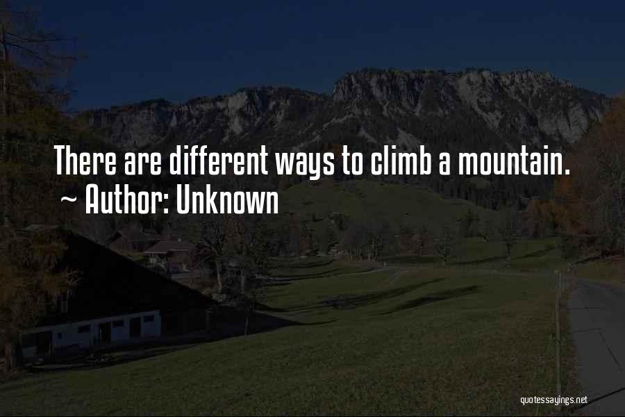 Unknown Quotes: There Are Different Ways To Climb A Mountain.