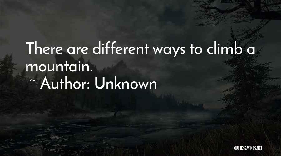 Unknown Quotes: There Are Different Ways To Climb A Mountain.