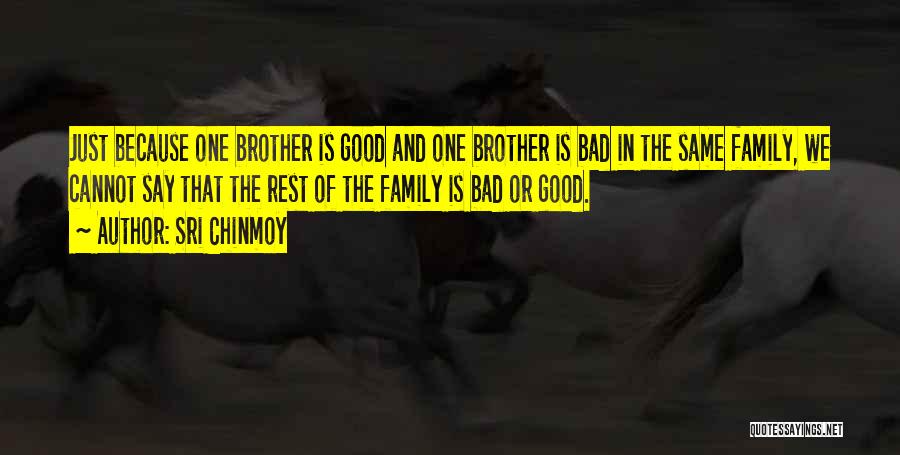 Sri Chinmoy Quotes: Just Because One Brother Is Good And One Brother Is Bad In The Same Family, We Cannot Say That The