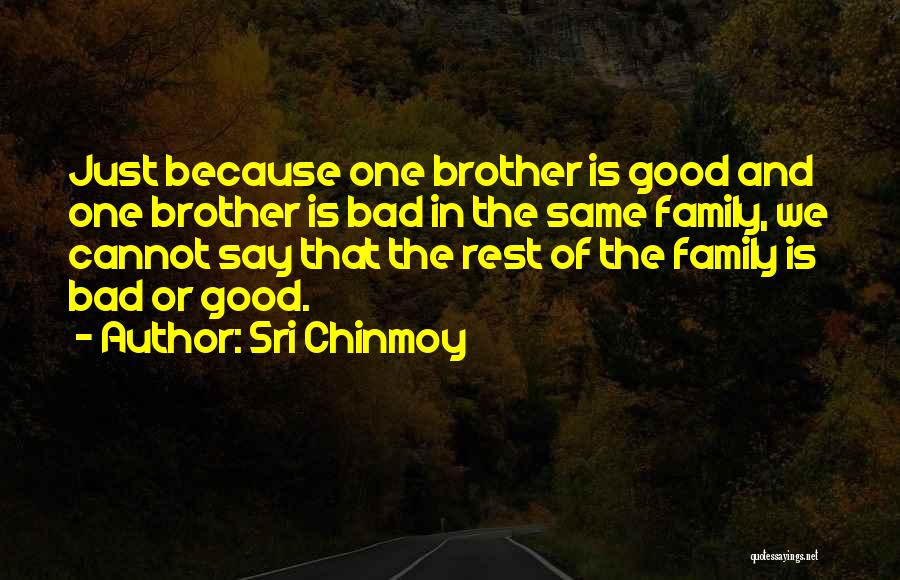 Sri Chinmoy Quotes: Just Because One Brother Is Good And One Brother Is Bad In The Same Family, We Cannot Say That The