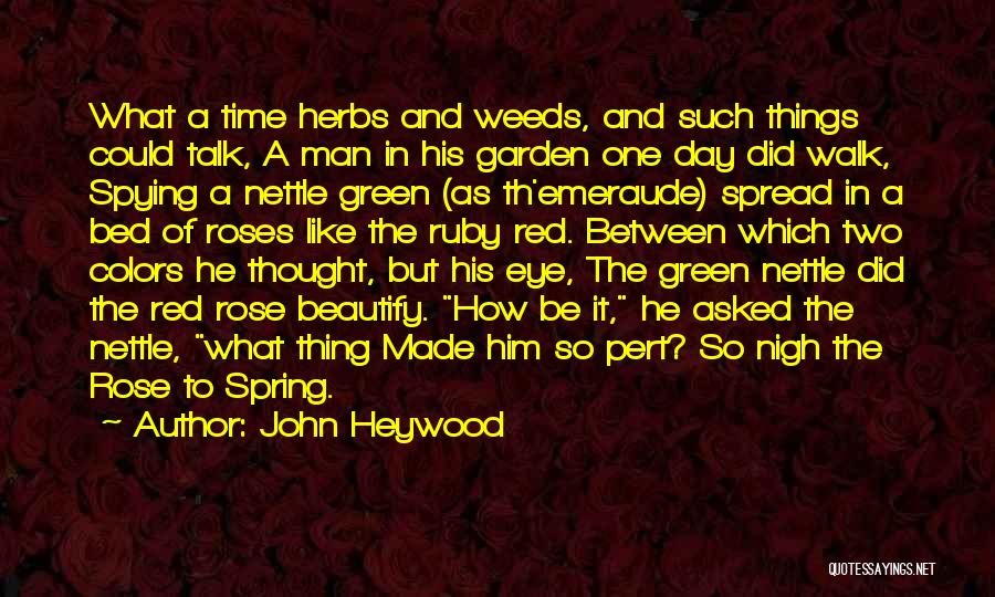 John Heywood Quotes: What A Time Herbs And Weeds, And Such Things Could Talk, A Man In His Garden One Day Did Walk,