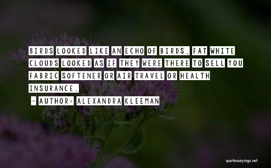 Alexandra Kleeman Quotes: Birds Looked Like An Echo Of Birds, Fat White Clouds Looked As If They Were There To Sell You Fabric