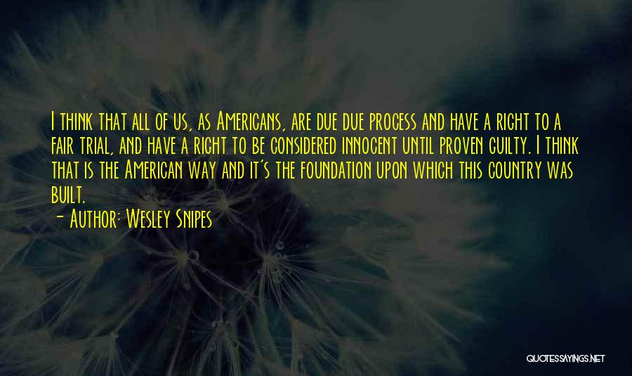 Wesley Snipes Quotes: I Think That All Of Us, As Americans, Are Due Due Process And Have A Right To A Fair Trial,