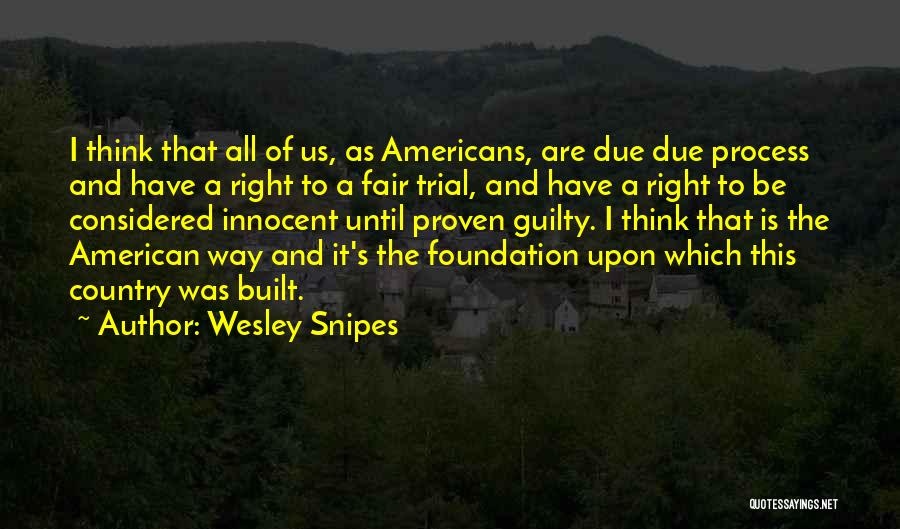 Wesley Snipes Quotes: I Think That All Of Us, As Americans, Are Due Due Process And Have A Right To A Fair Trial,